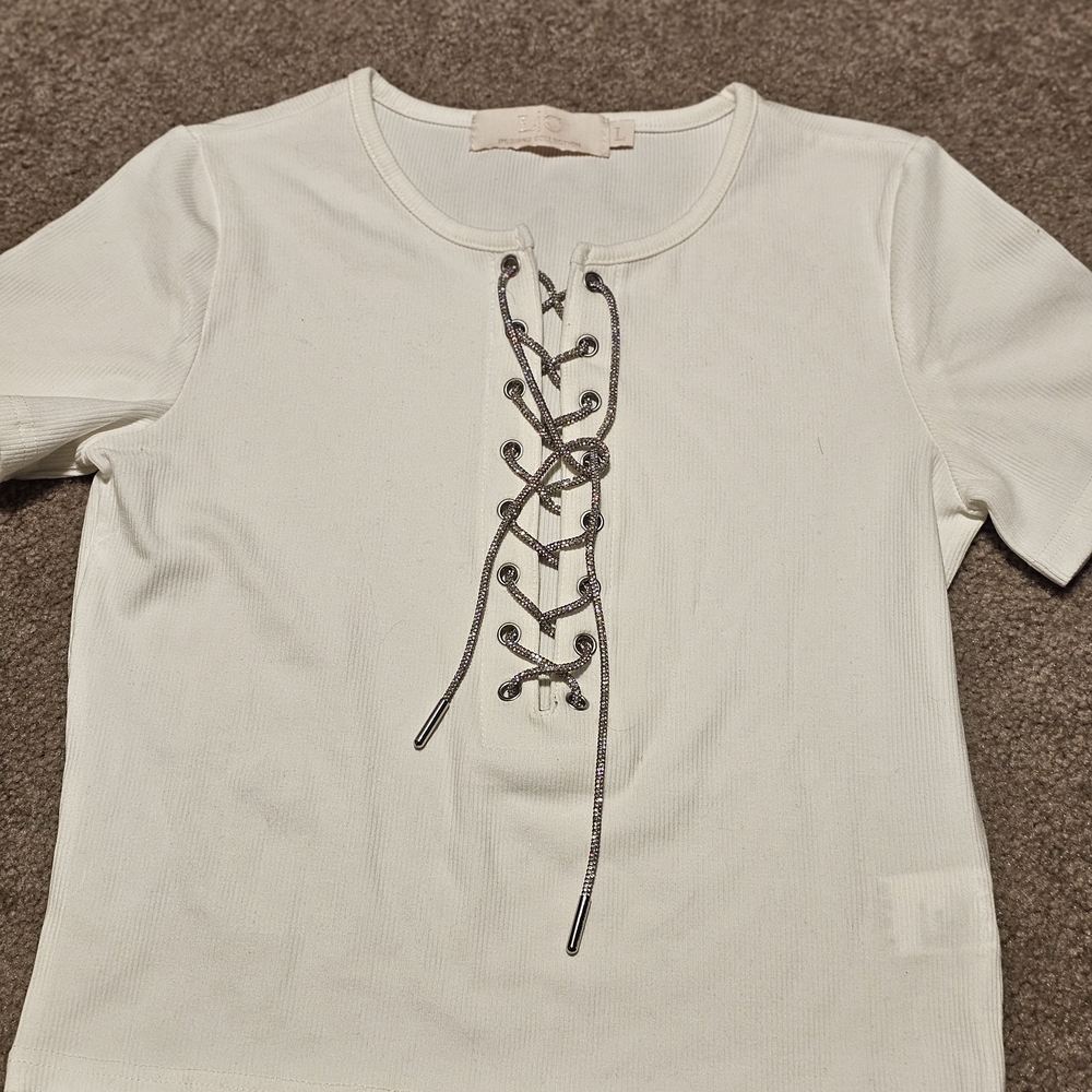 TC White Lace-Up Top